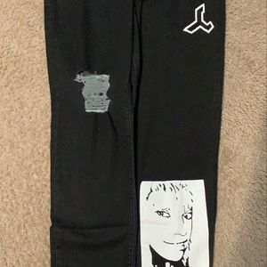 Basic Straight Leg Jeans Pants Men Destroyed